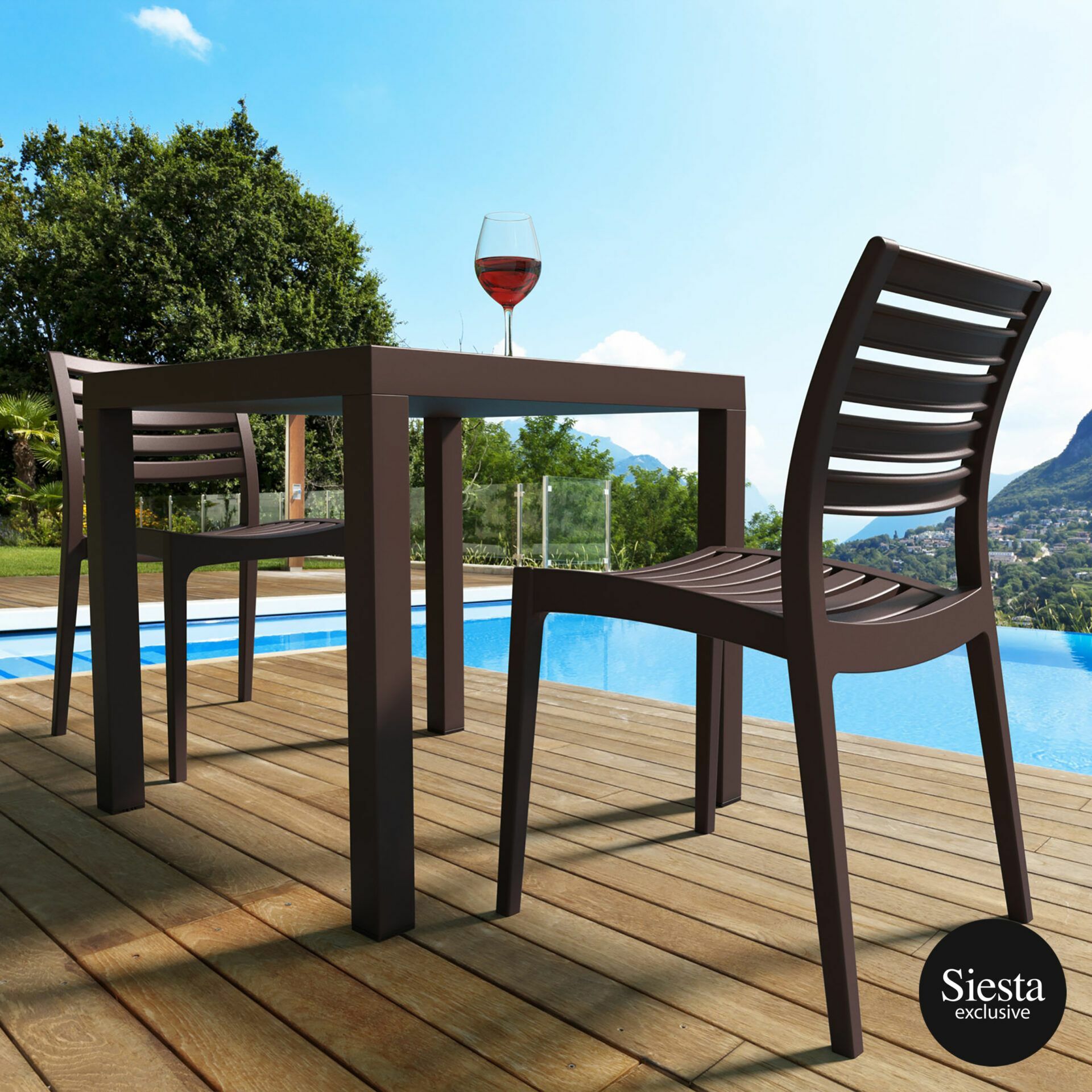 Ares Outdoor Table For Two Package - Chocolate