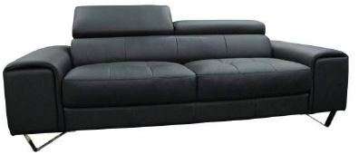 Majorca 3 Seater Leather Sofa -  Black Leather