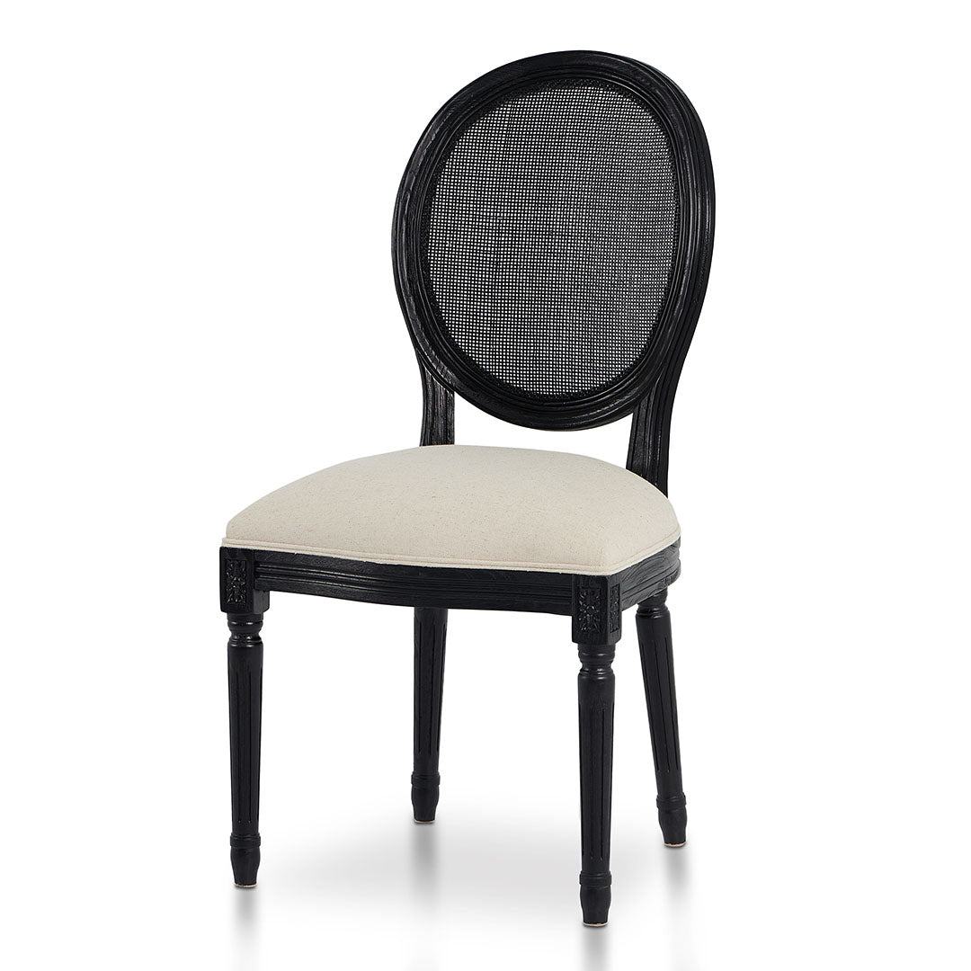 Lenora Black ELM Dining Chair - Light Beige (Set of 2)