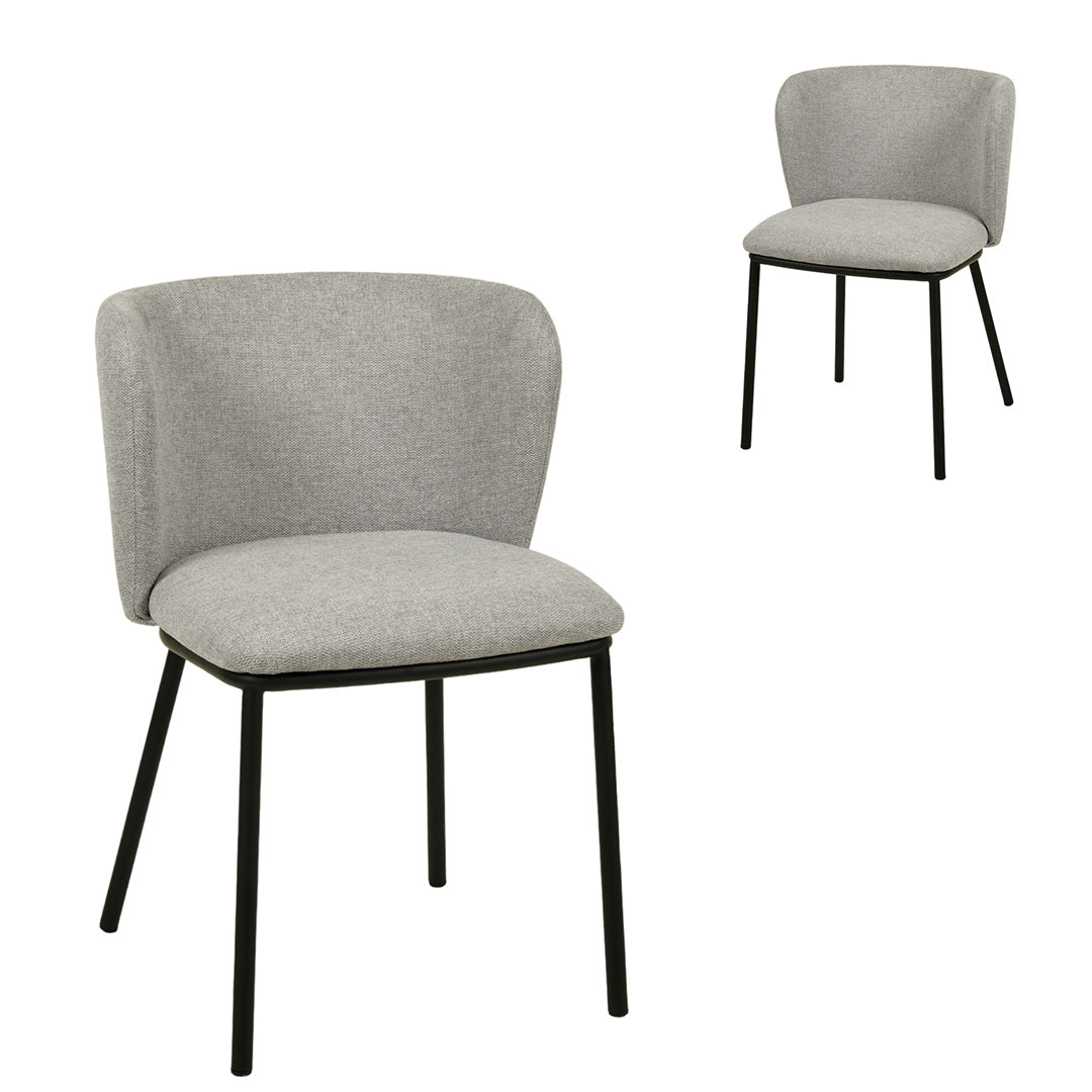 Flossie Fabric Dining Chair - Coastal Light Grey (Set of 2)
