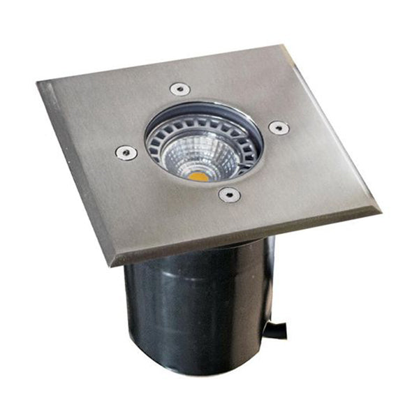 Inground Up Light GU10 Square Stainless Steel 316 IP67 Faceplate 120mm Open