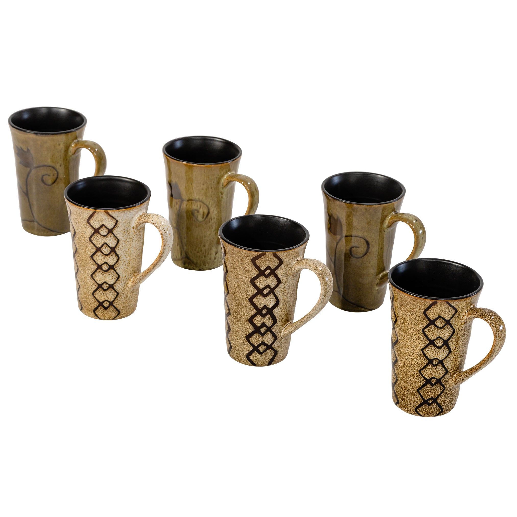 Stoneware Brown Tones 6 Pieces Mug Set