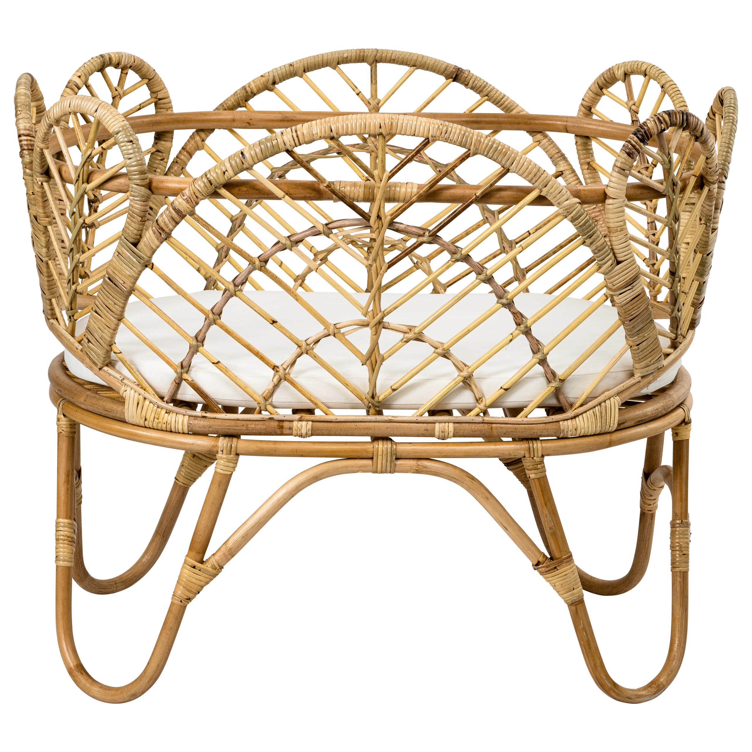 Elise Rattan Bassinet With 6cm White Cushion - Natural