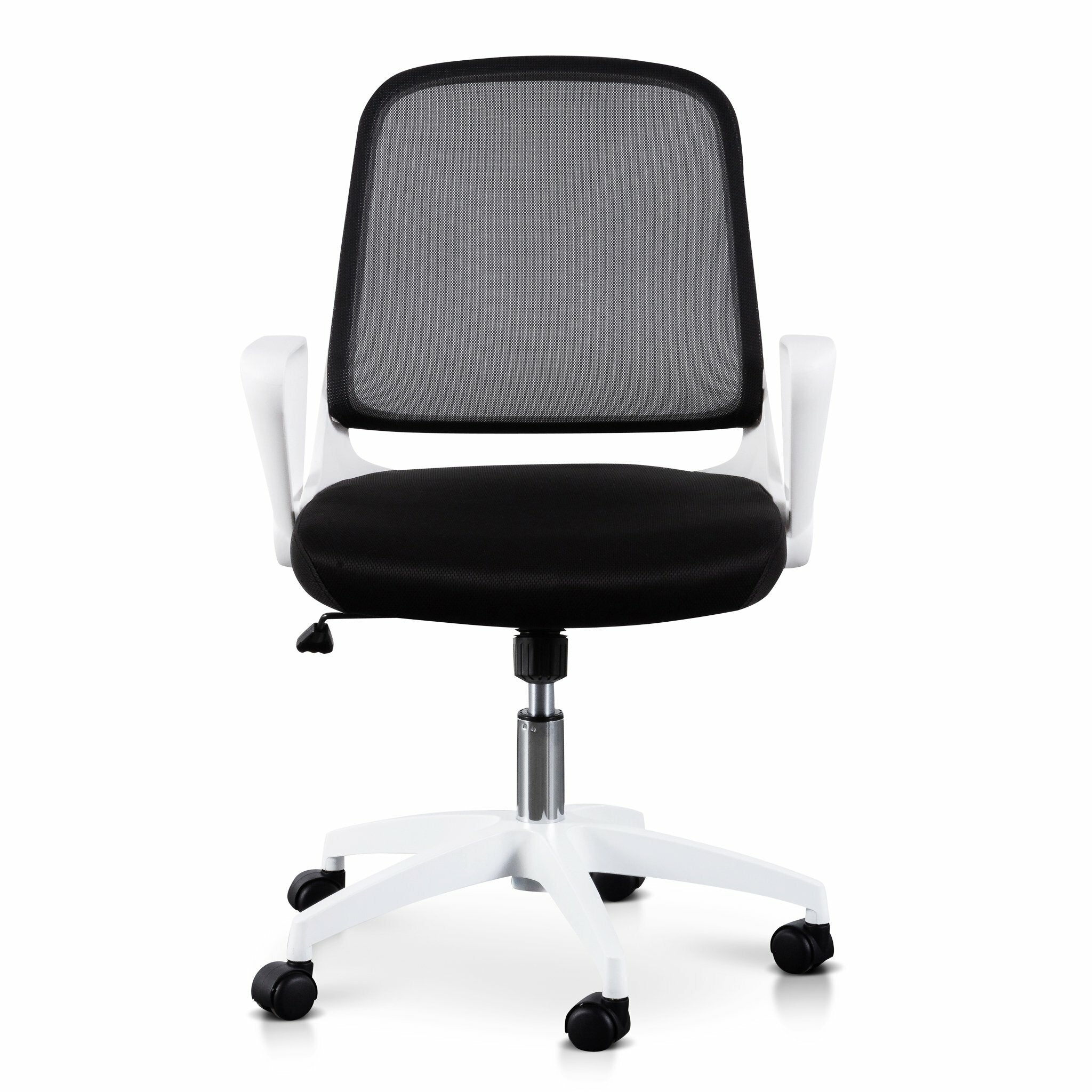 Heston Black Office Chair - White Arm and Base