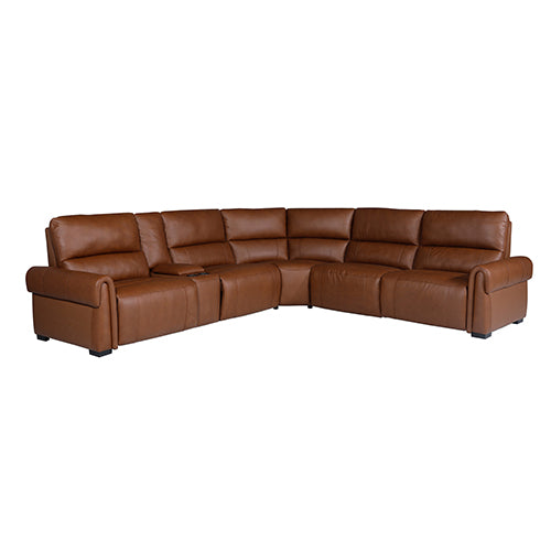 Lainey Leather Sofa with Left Chaise - Brown