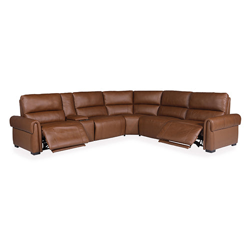 Lainey Leather Sofa with Left Chaise - Brown