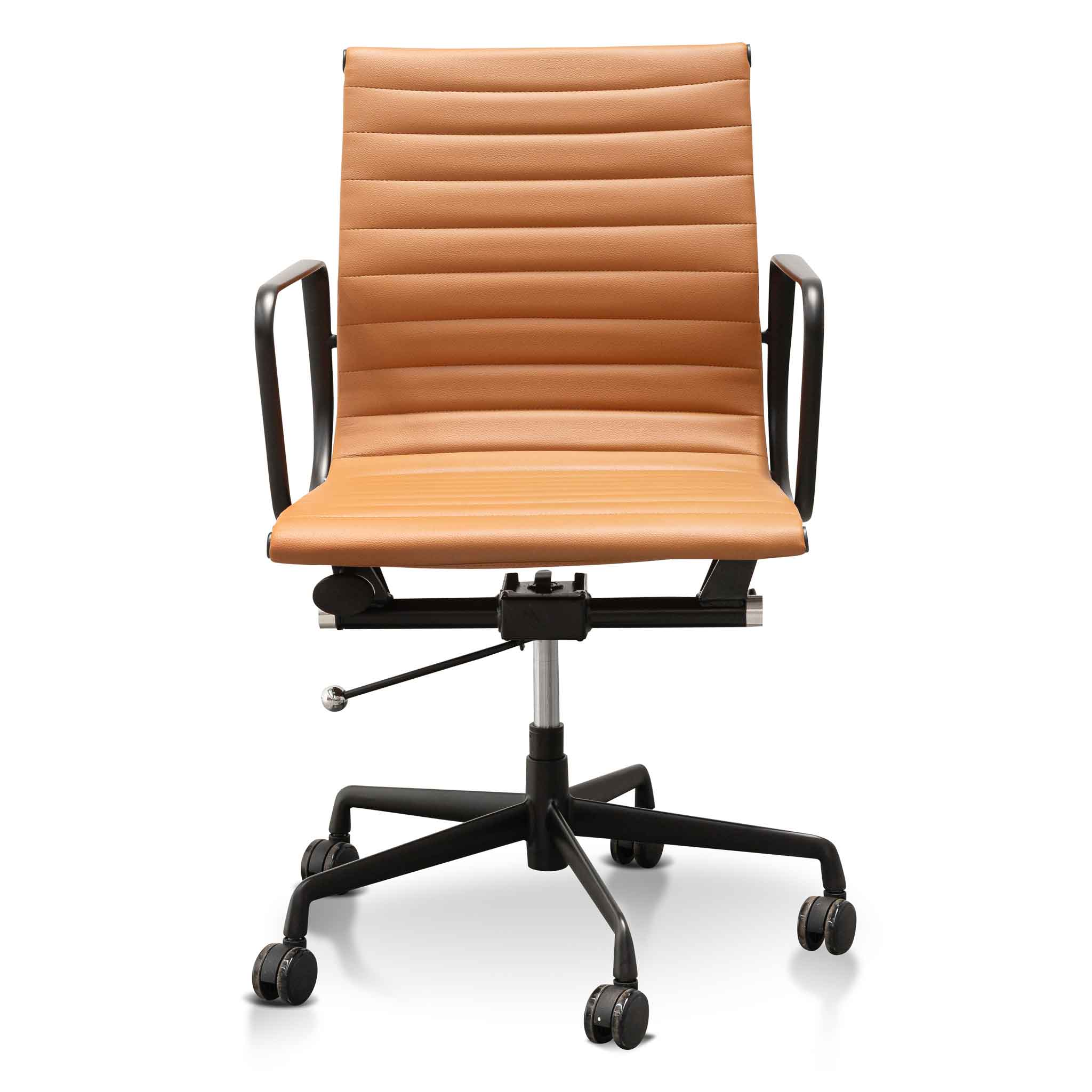Floyd Low Back Office Chair - Saddle Tan in Black Frame