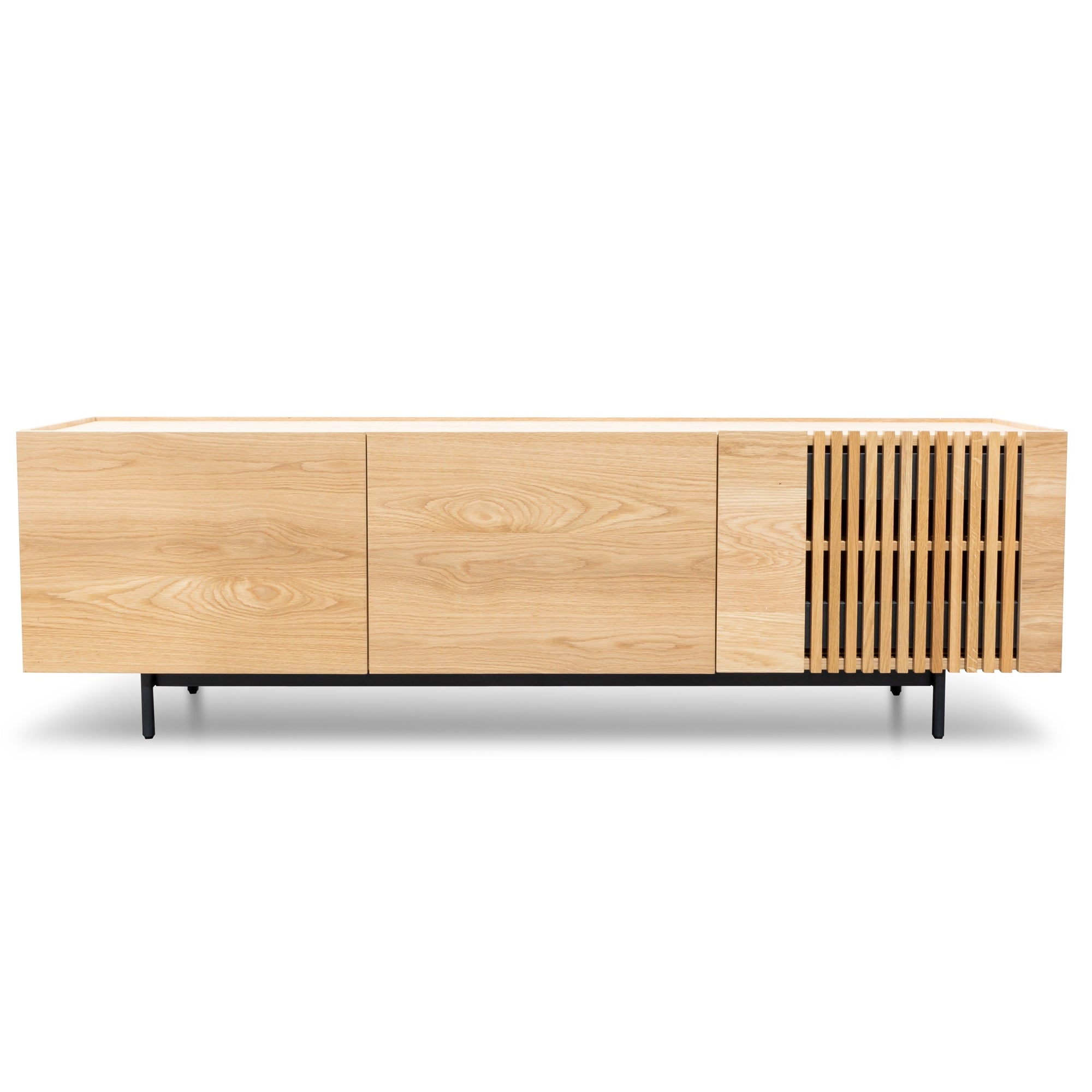 Onito 180cm Wooden TV Entertainment Unit – Natural with Black Legs