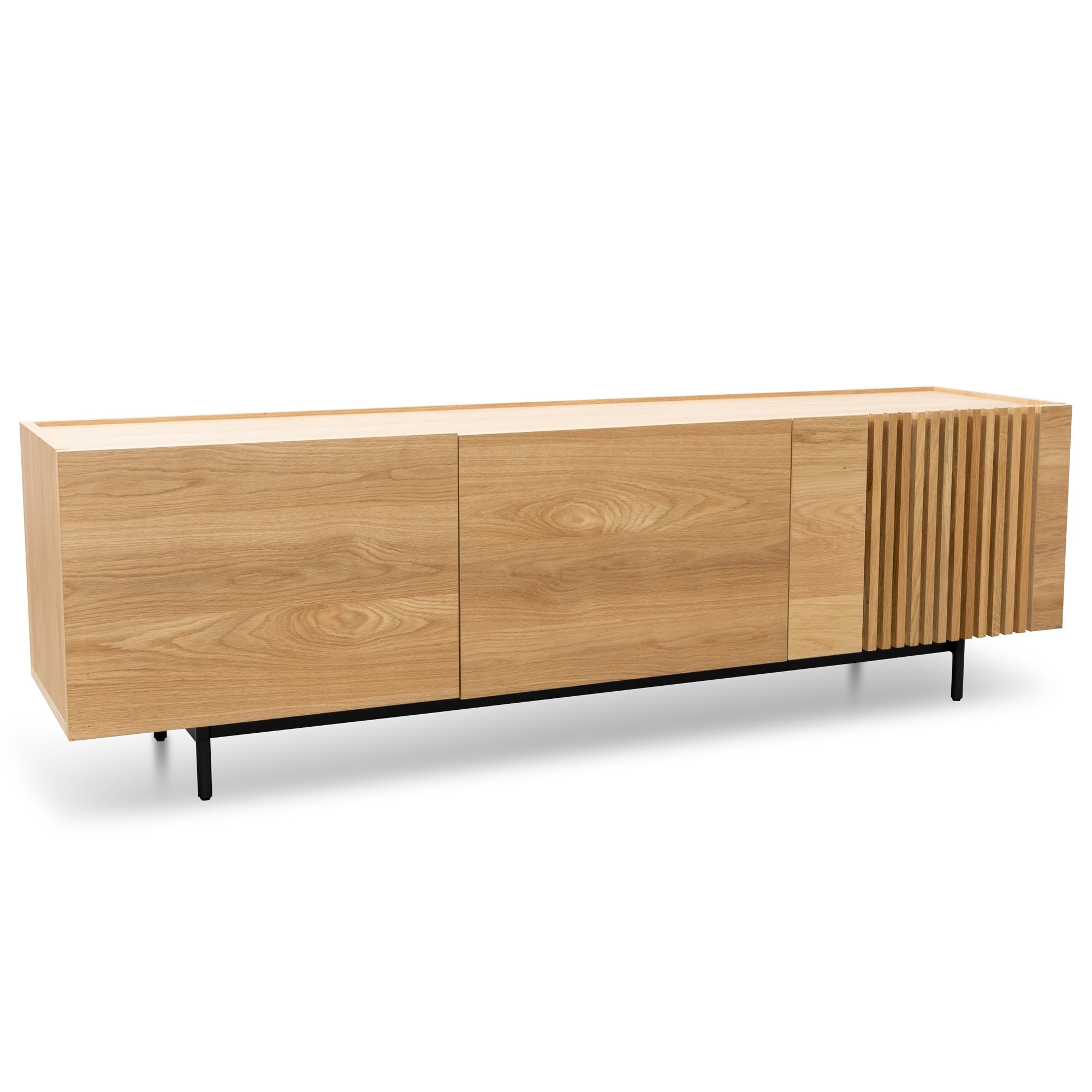 Onito 180cm Wooden TV Entertainment Unit – Natural with Black Legs
