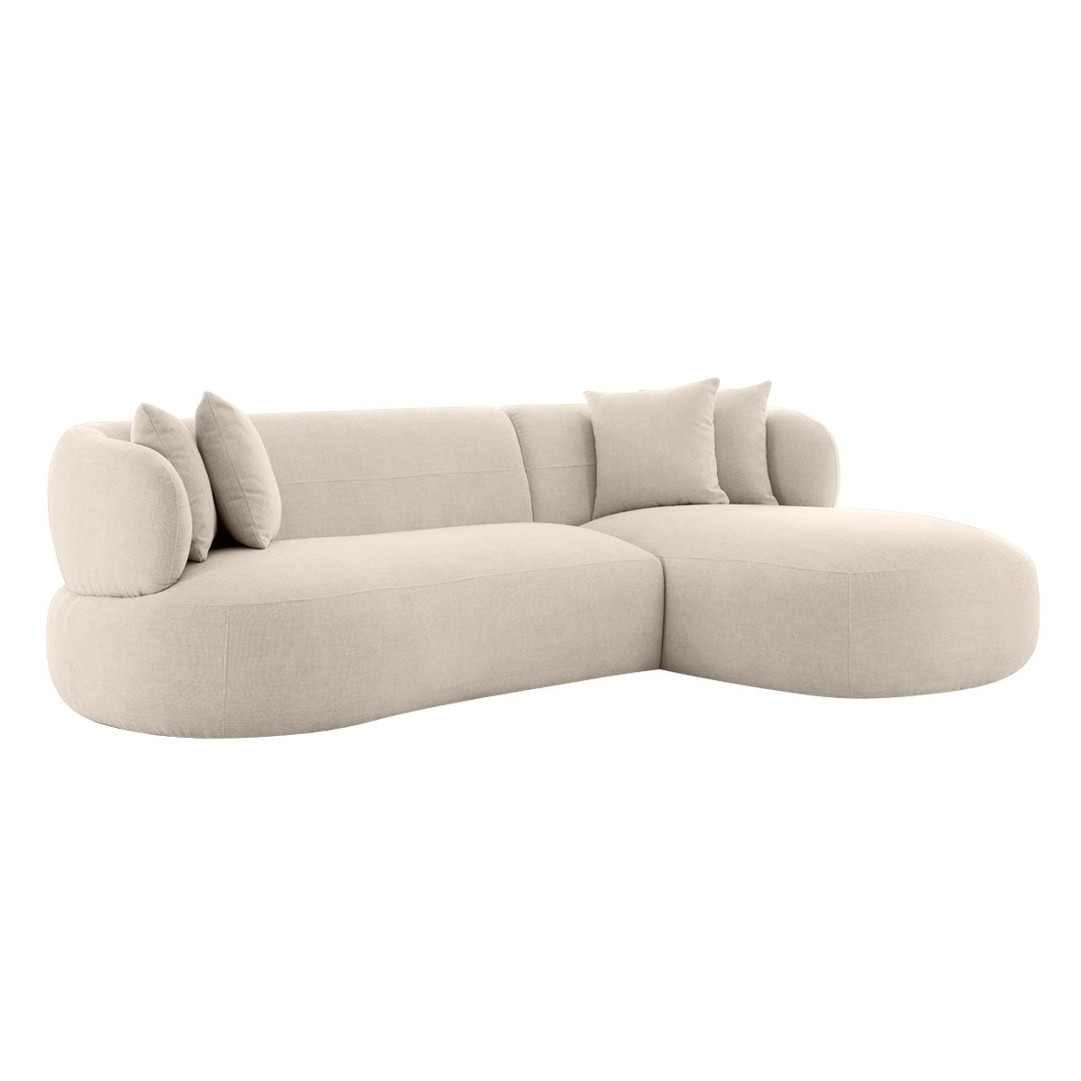 Greenwich 3 Seater Sofa with Right Chaise - Natural Chenille