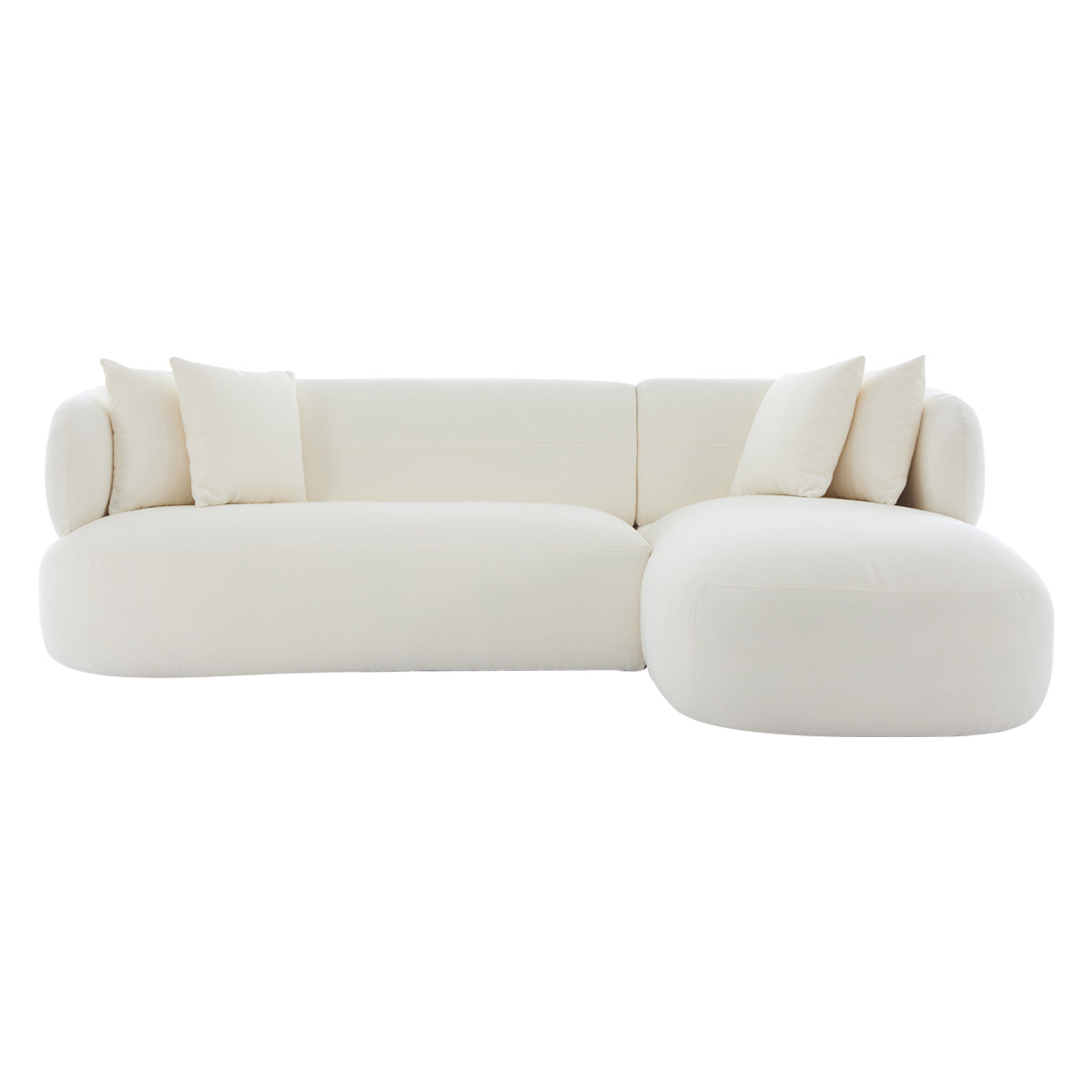 Greenwich 3 Seater Sofa with Right Chaise - Ivory Chenille
