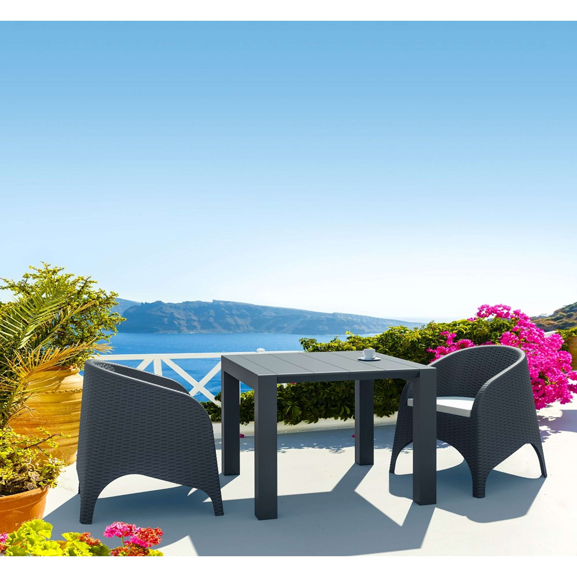 Siesta Vegas Table/Aruba Arm Chair 2 Seat Rattan Package
