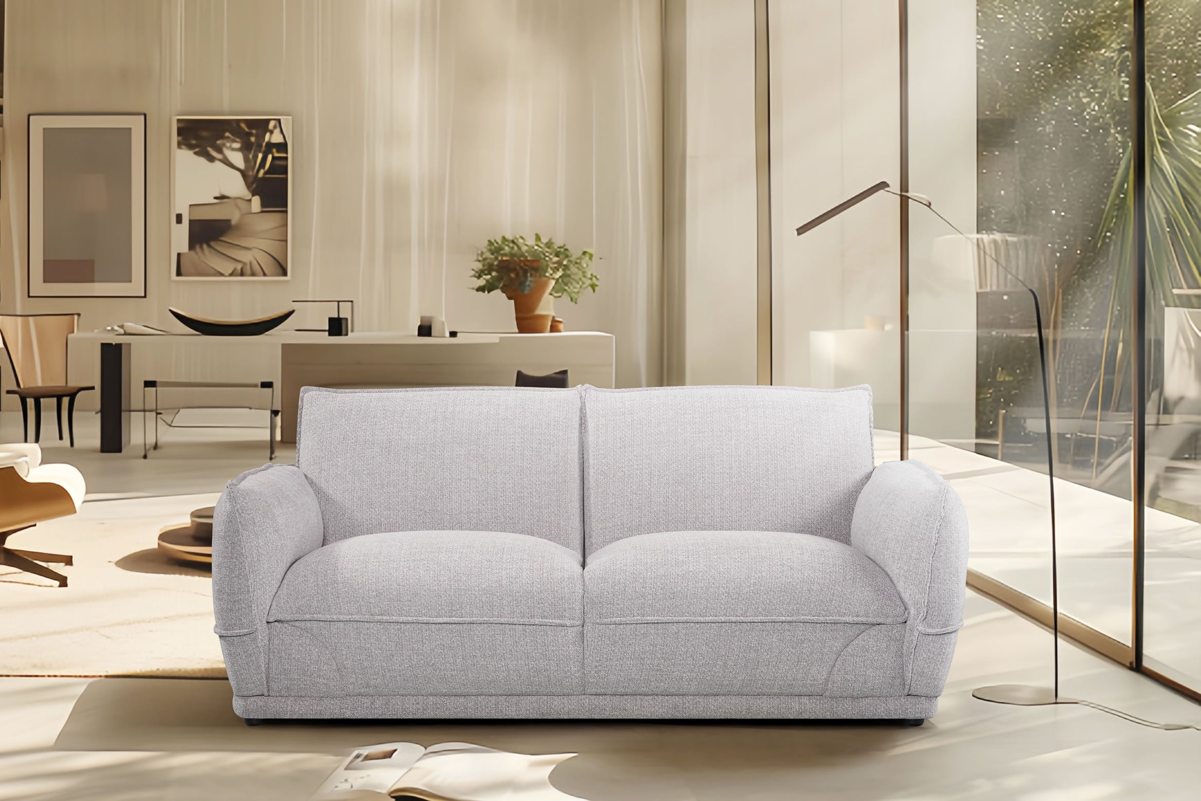 Modo 1975 2 Seater Sofa Upholstered - Grey Melange Fabric