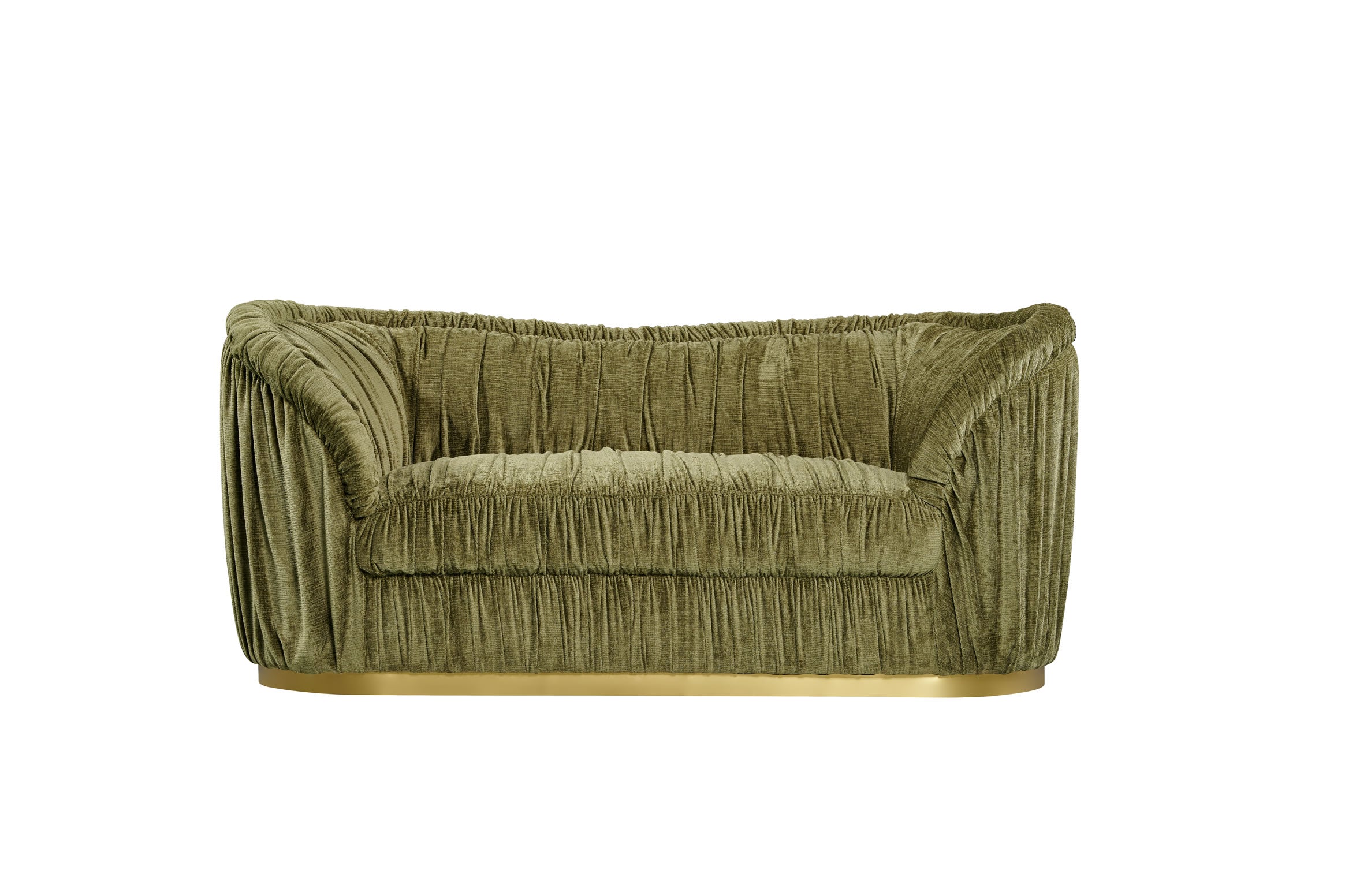 Velmore 2 Seater Sofa - Sage Chenille Upholstery Gold base