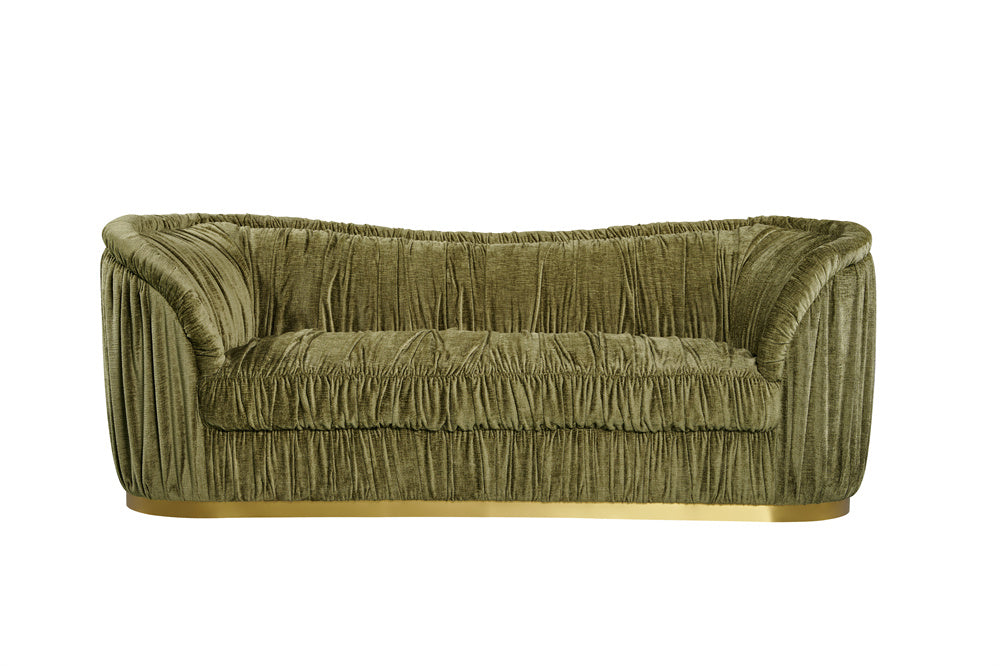 Velmore 3 Seater Sofa - Sage Chenille Upholstery Gold base