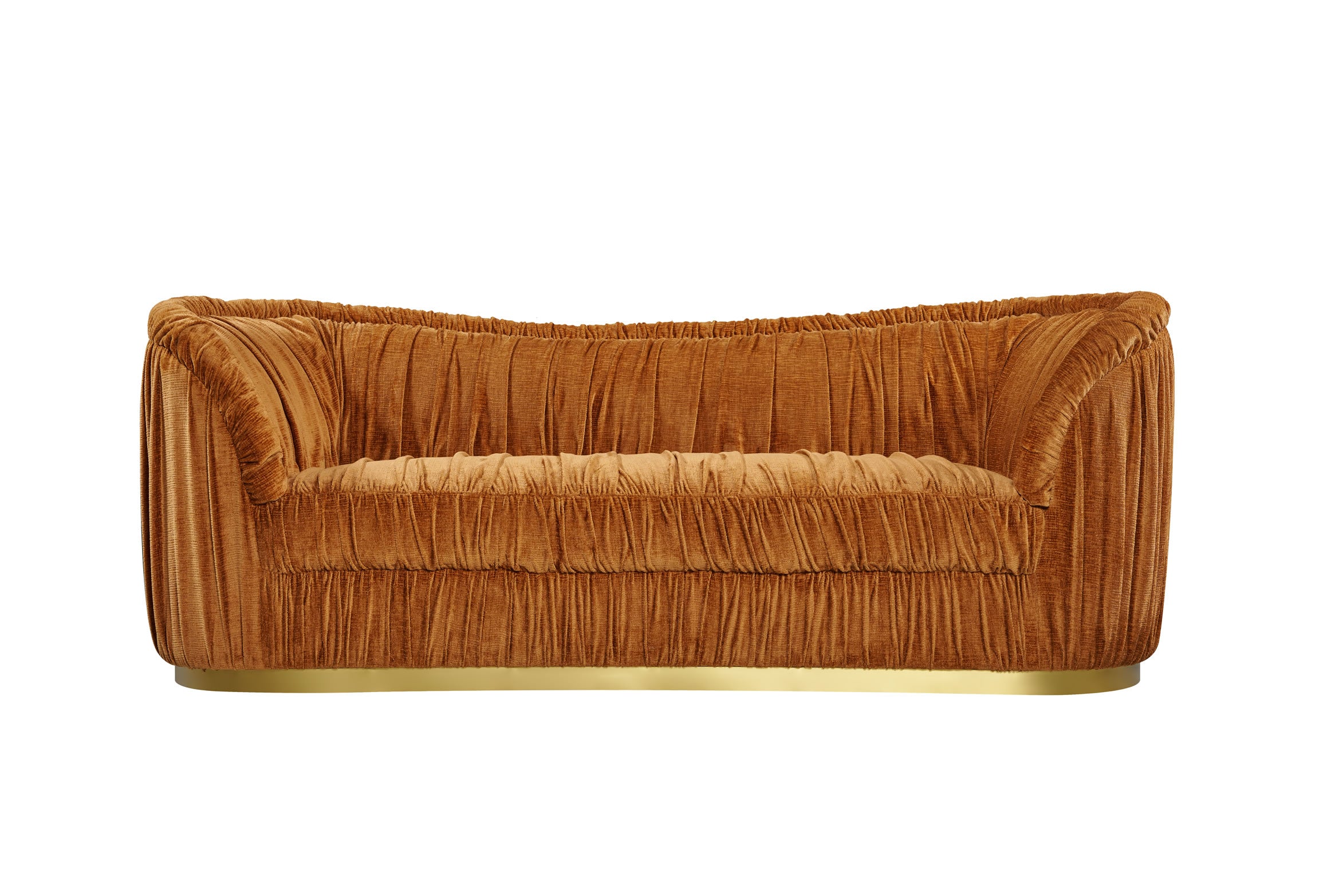Velmore 3 Seater Sofa - Rust Chenille Upholstery Gold base