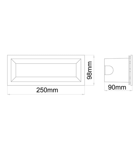 Wall Light Recessed 13W LED Tri-CCT 639Lm IP65 Rectangular Bricklight Dark Grey Frosted Diffuser