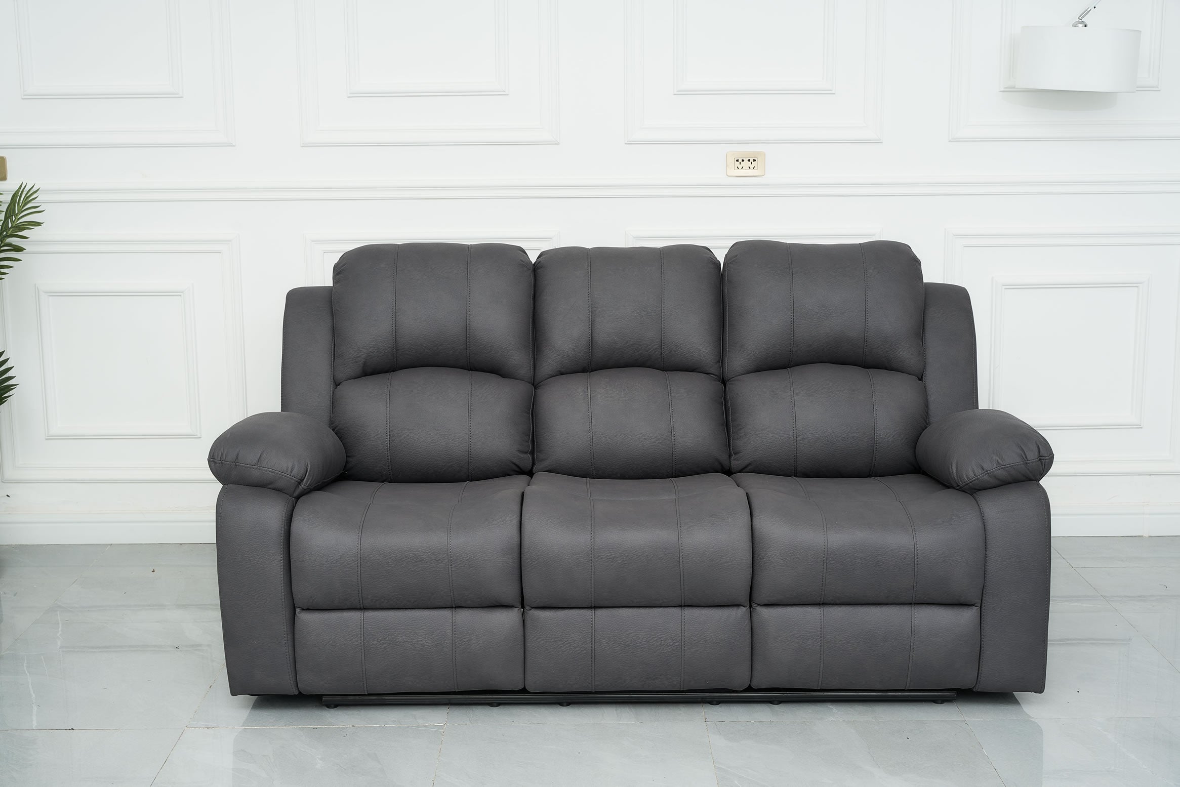 Valor 3 Seater Manual Recliner - Charcoal Technology Fabric