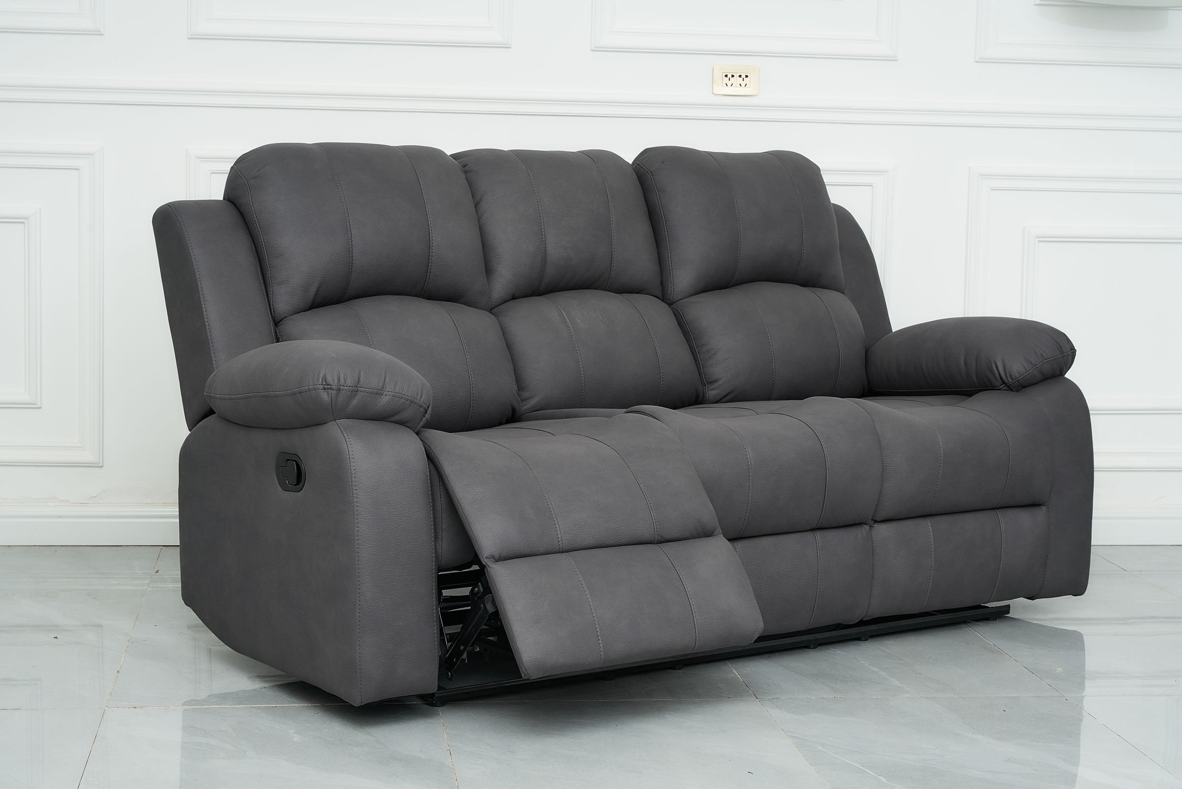 Valor 3 Seater Manual Recliner - Charcoal Technology Fabric