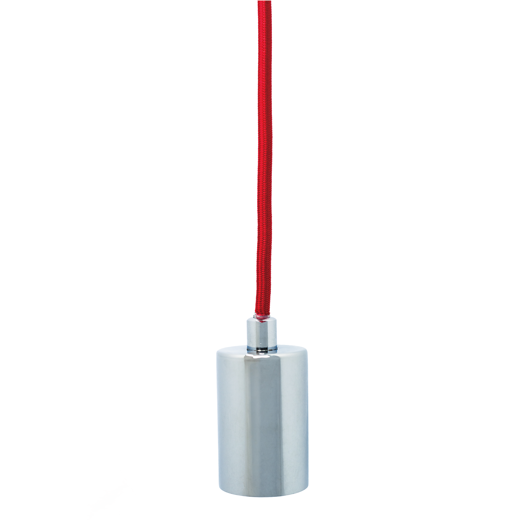Chrome Ceiling Pendant Lamp Light with Fabric Cable - Red