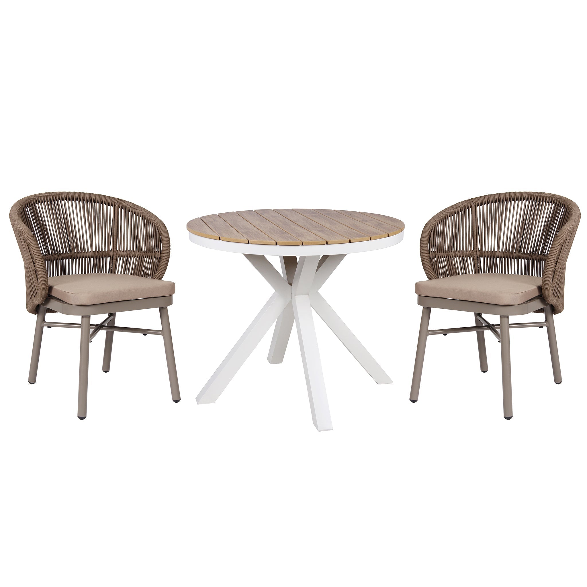 Vanesa 90cm Round Sand White Outdoor Dining Table - Natural
