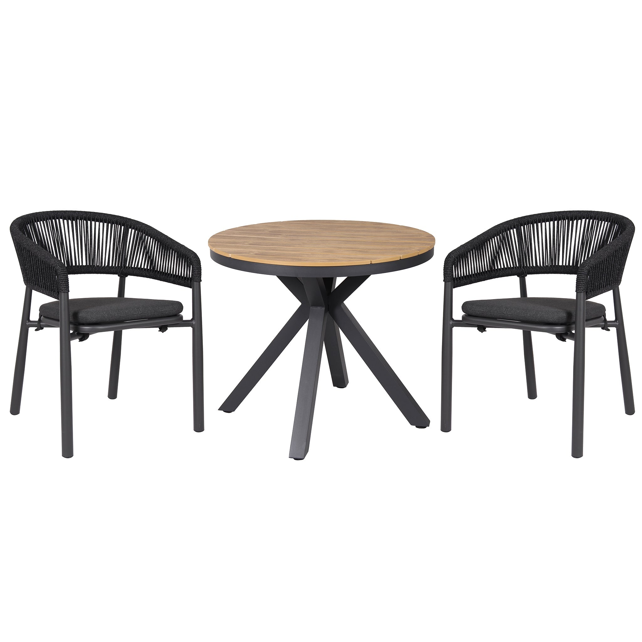 Vanesa 90cm Round Charcoal Outdoor Dining Table - Natural