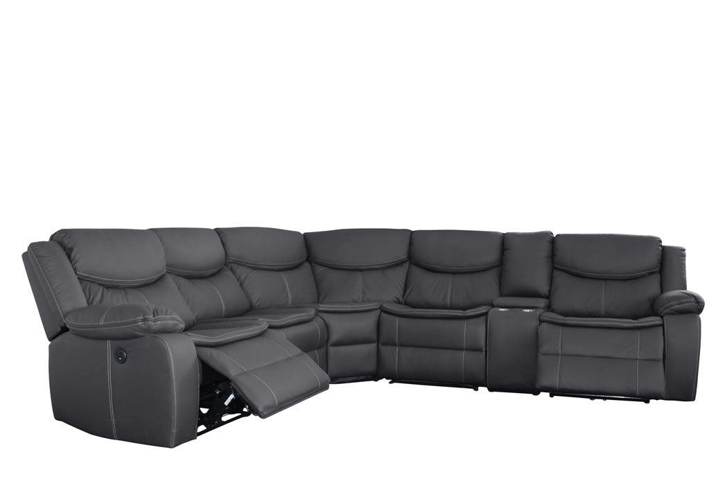Otto 6 Piece Corner Recliner Suite Power Motion - Black Technology Fabric