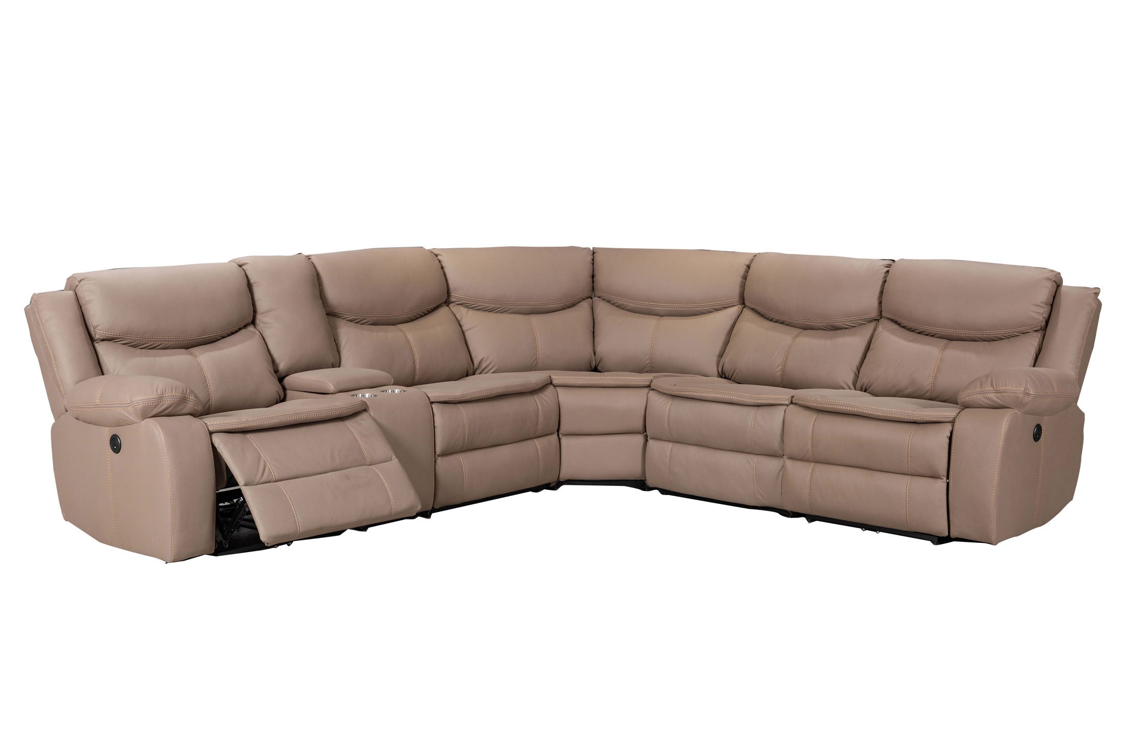 Otto 6 Piece Corner Recliner Suite Power Motion - Brown Technology Fabric