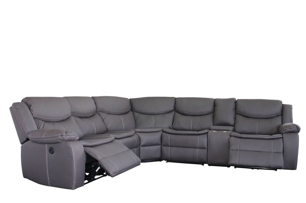 Otto 6 Piece Corner Recliner Suite Power Motion - Charcoal Technology Fabric