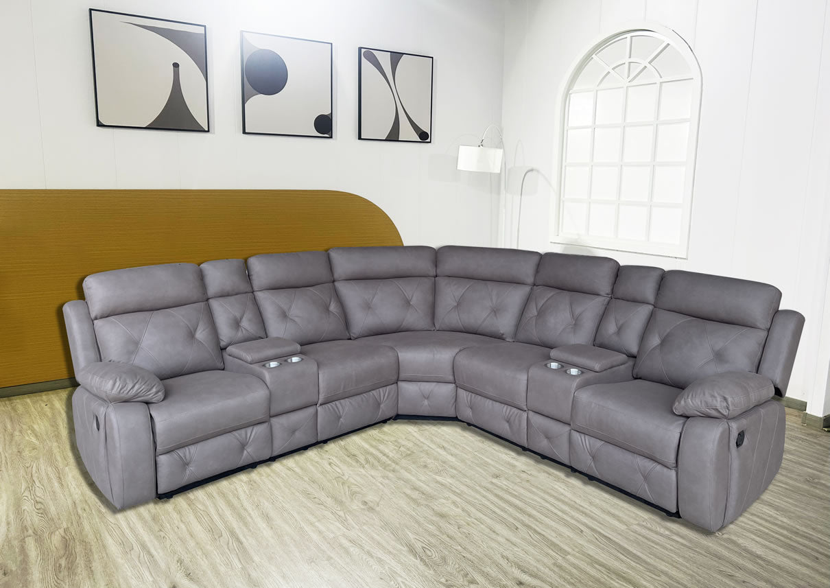 Oxley Corner Recliner Set - Brown Technology Fabric