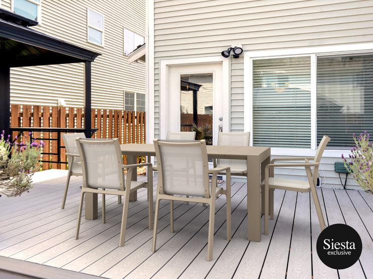 Outdoor 7 Piece Setting with Extendable Table - Black