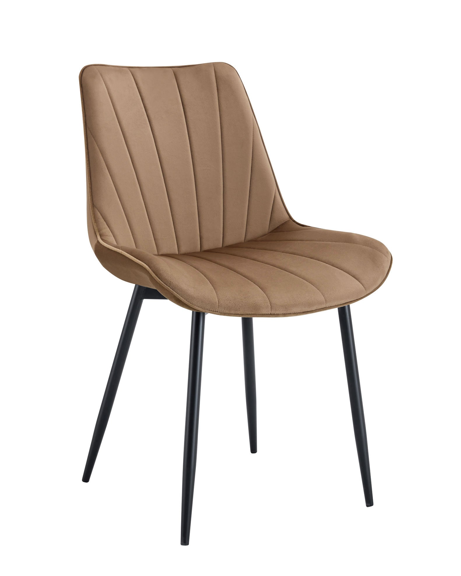 Loie Dining Chair - Black Powdercoated Steel Legs - Light Mocha Mousse Velluto Luxe Velvet
