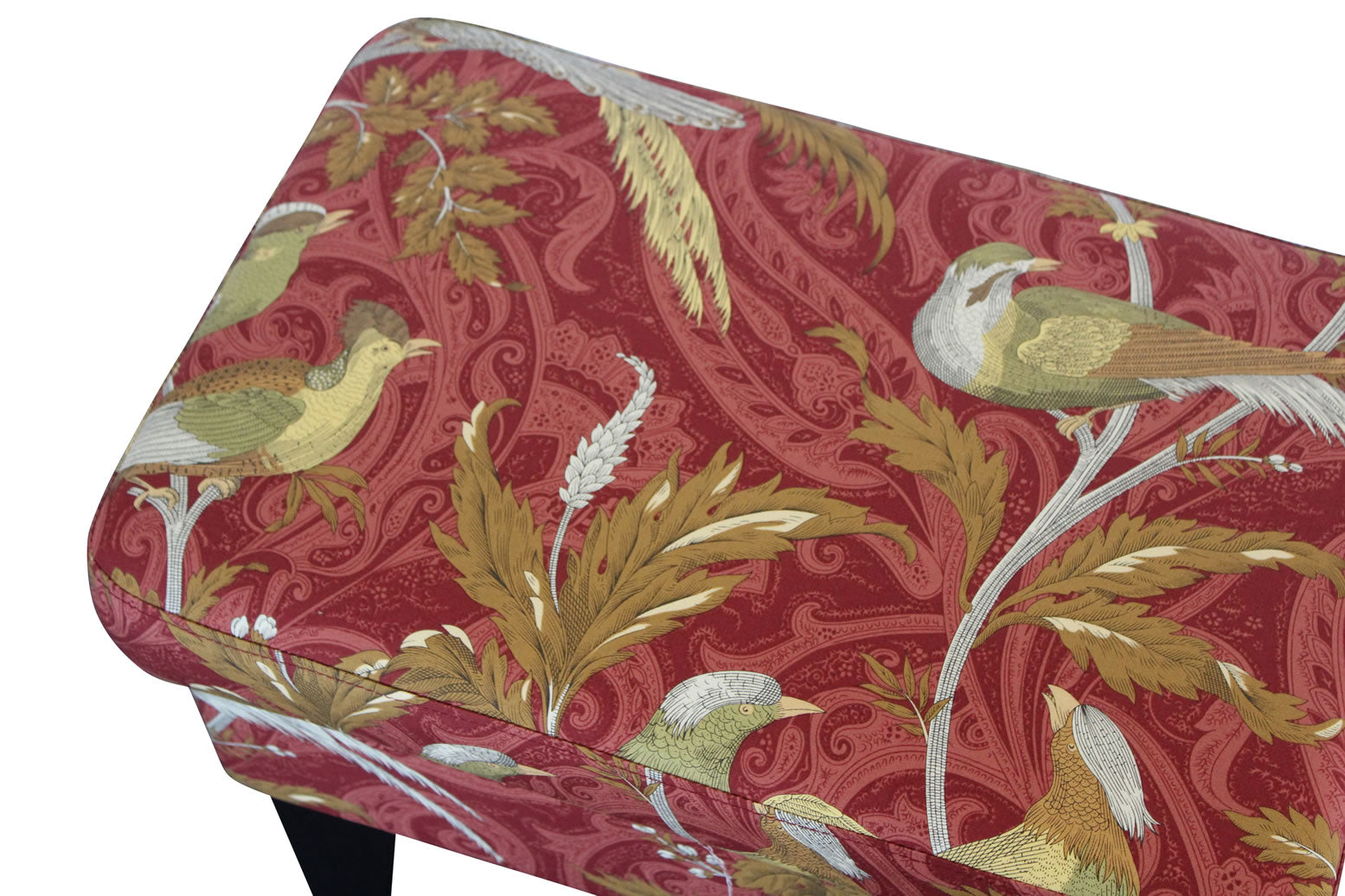 Louis Foot Stool Bird Chinoiserie Print Fabric