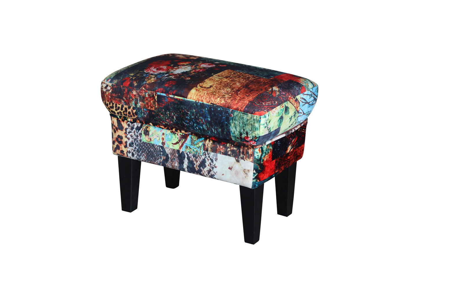 Louis Foot Stool Digital Print Patchwork