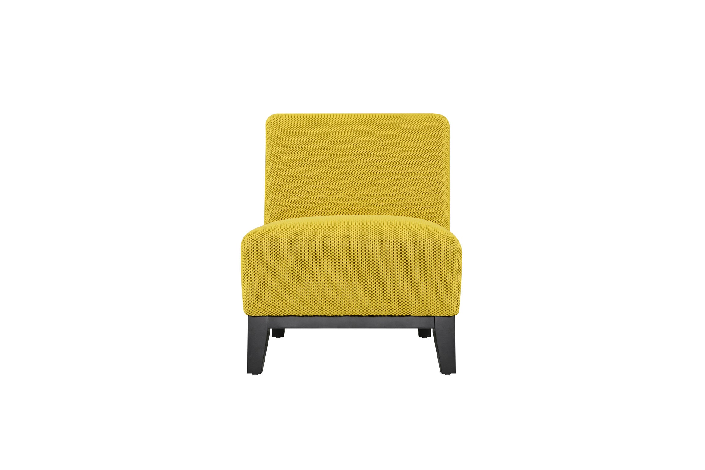 Aveena Chair w Dark Timber Legs - Yellow Textured Fabric Upholstery