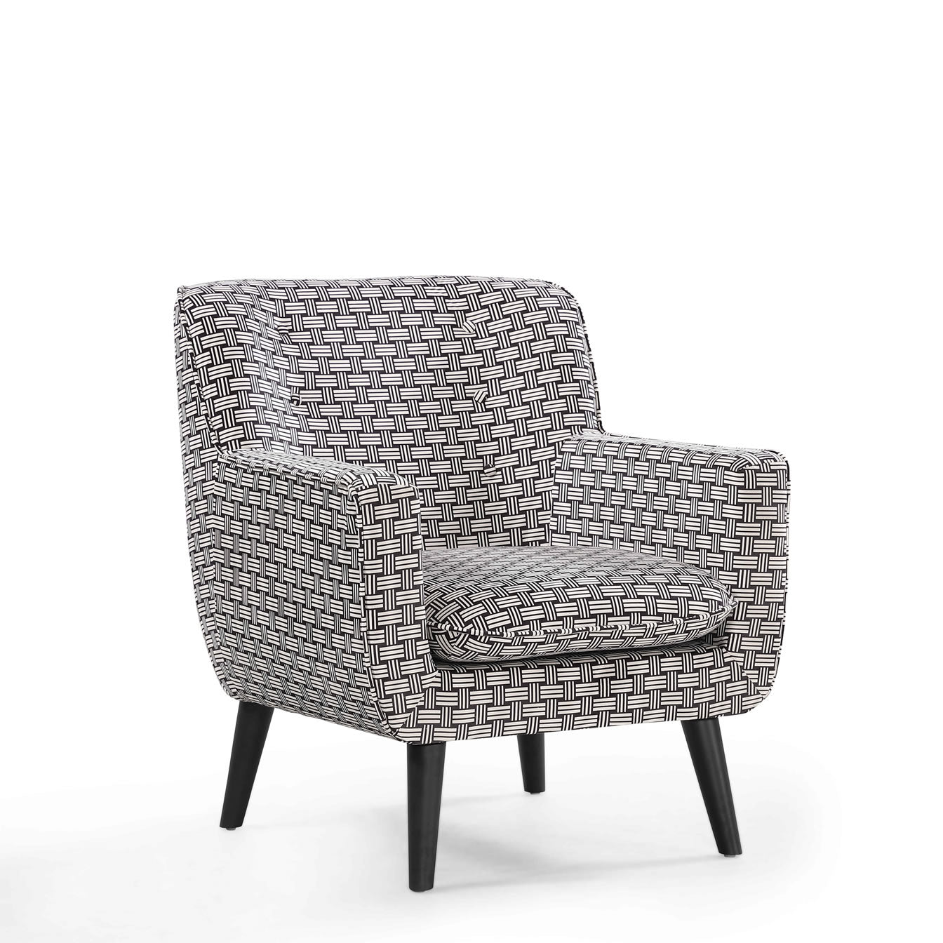 Gellert Chair - MonoChrome Weave Print Dark Timber Legs