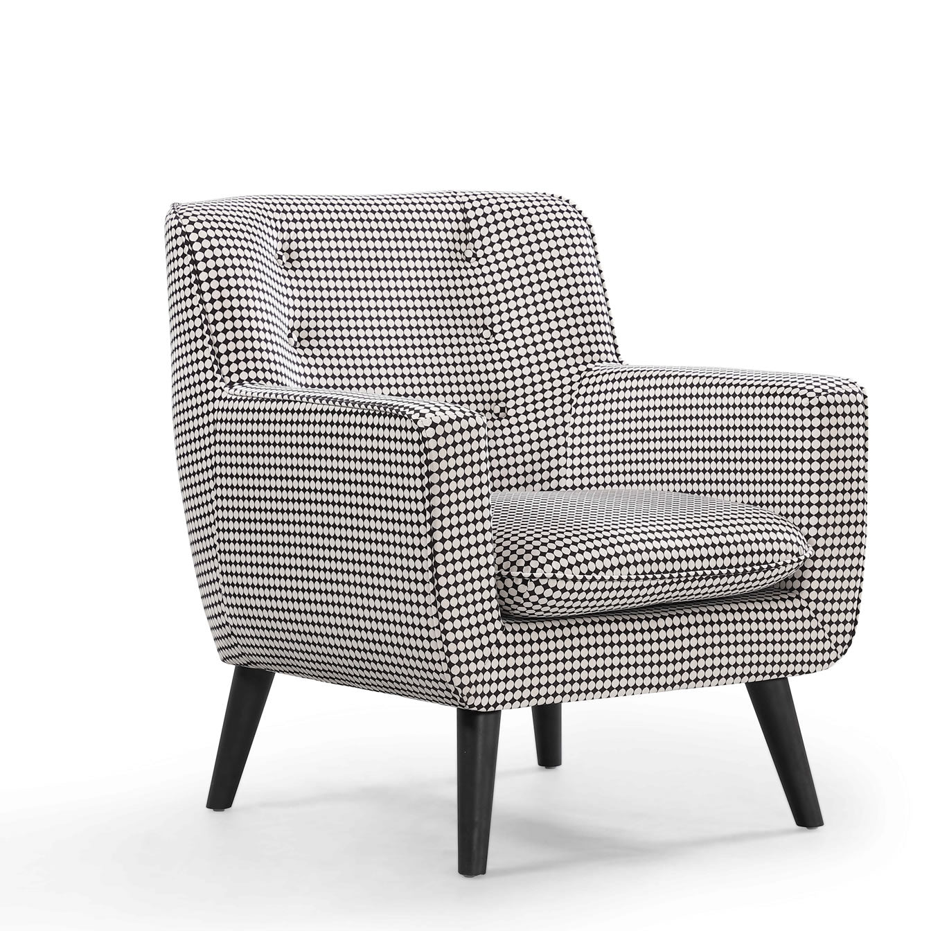 Georgia Chair - MonoChrome Dot print Dark Timber Legs