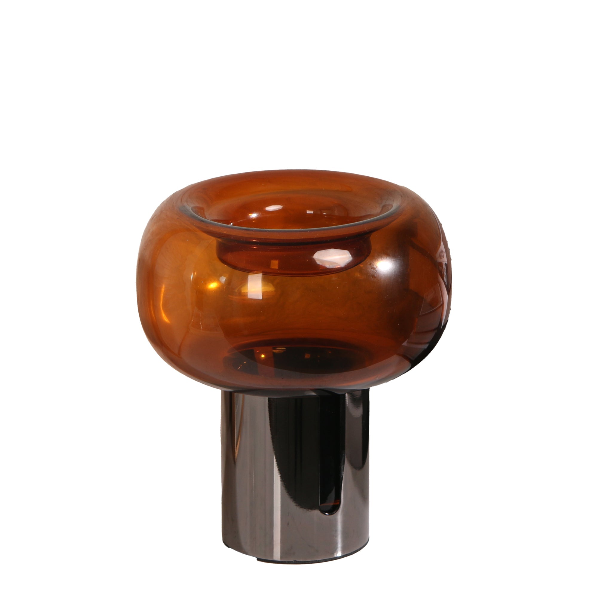 Brunelle Amber Small Glass Vase - Brown