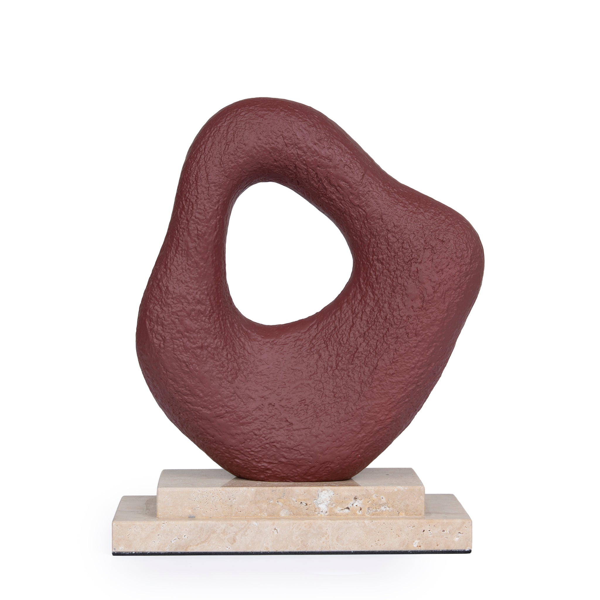 Obira Organic Shape Marble Sculpture - Maroon