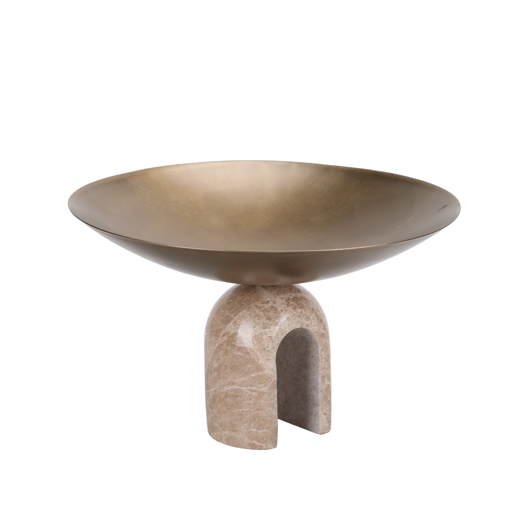 Cavo Arc Pedestal Metal Large Tray - Antique Brass