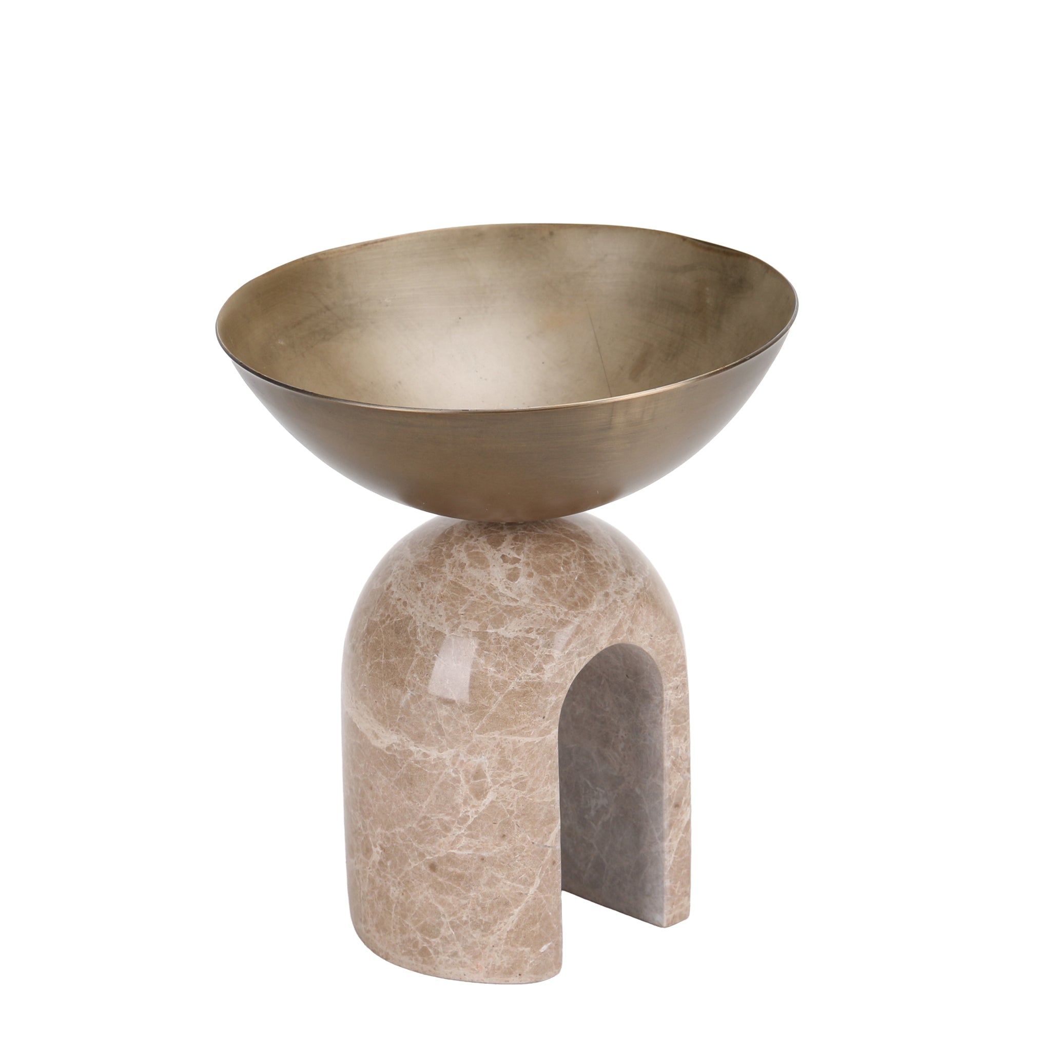 Cavo Arc Pedestal Metal Small Tray - Antique Brass