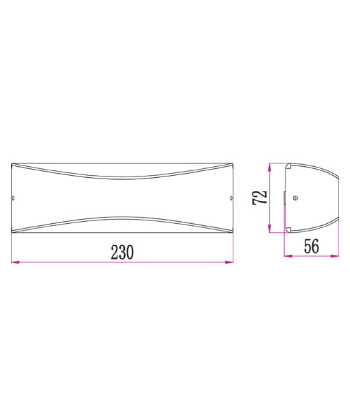 Wall S/M Up/Dn 7W Curved Matt White 3K IP65 Opal Diffuser 350Lm