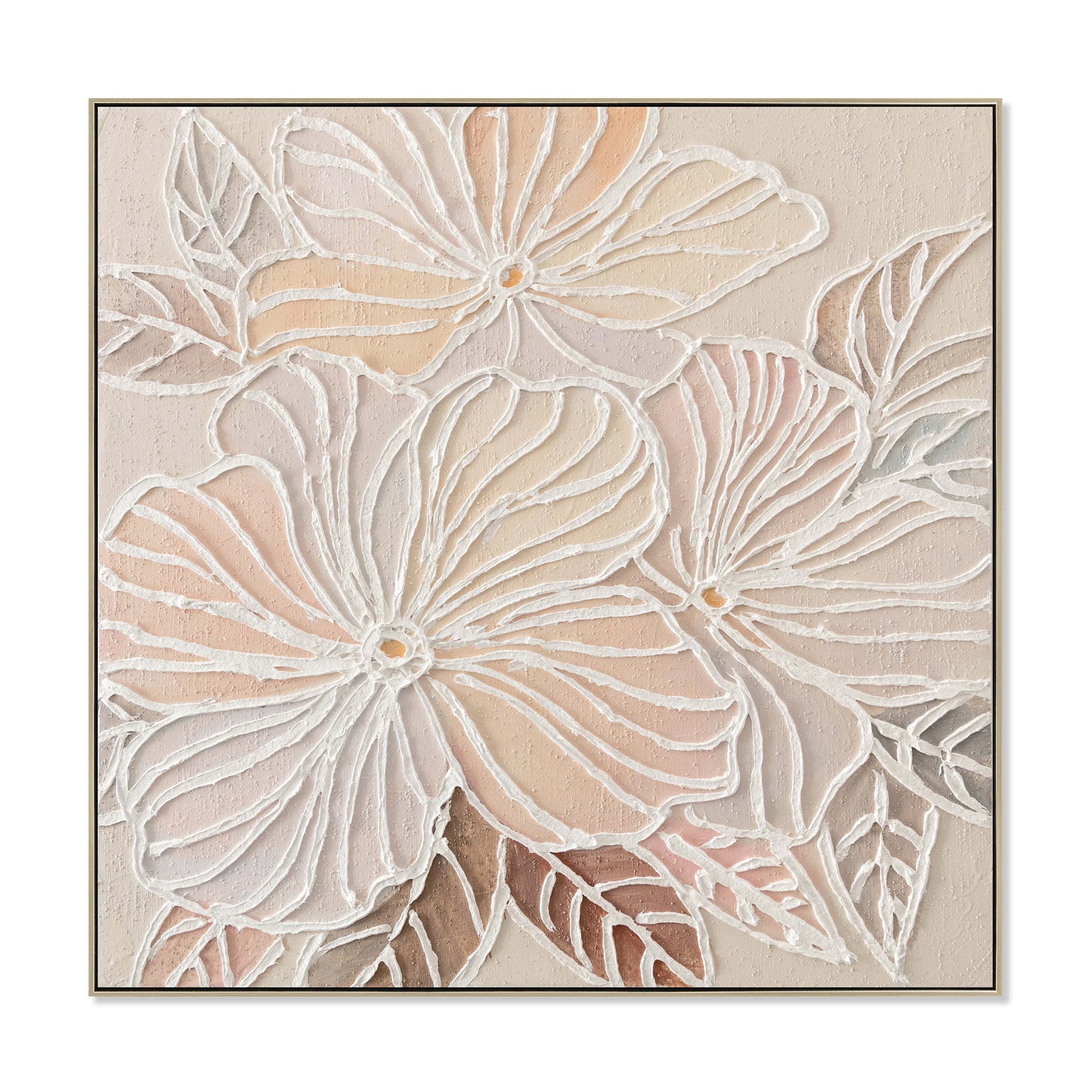 Amora Bloom 80 x 80cm Framed Canvas - Natural