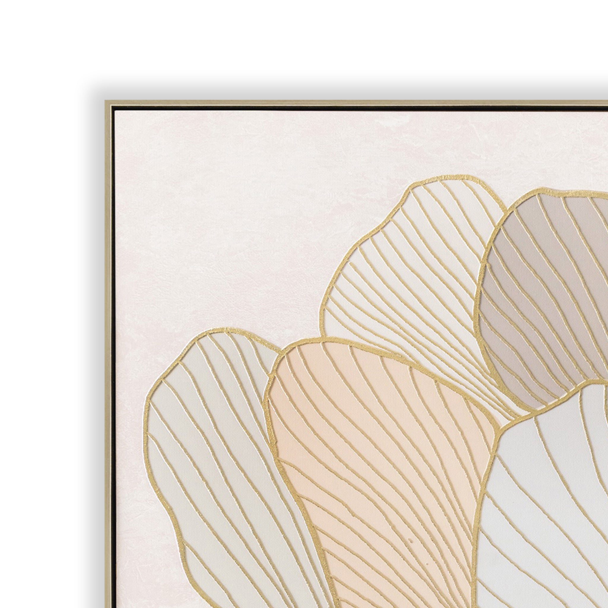 Golden Petal Reverie Style B 80 x 80cm Framed Canvas - Natural