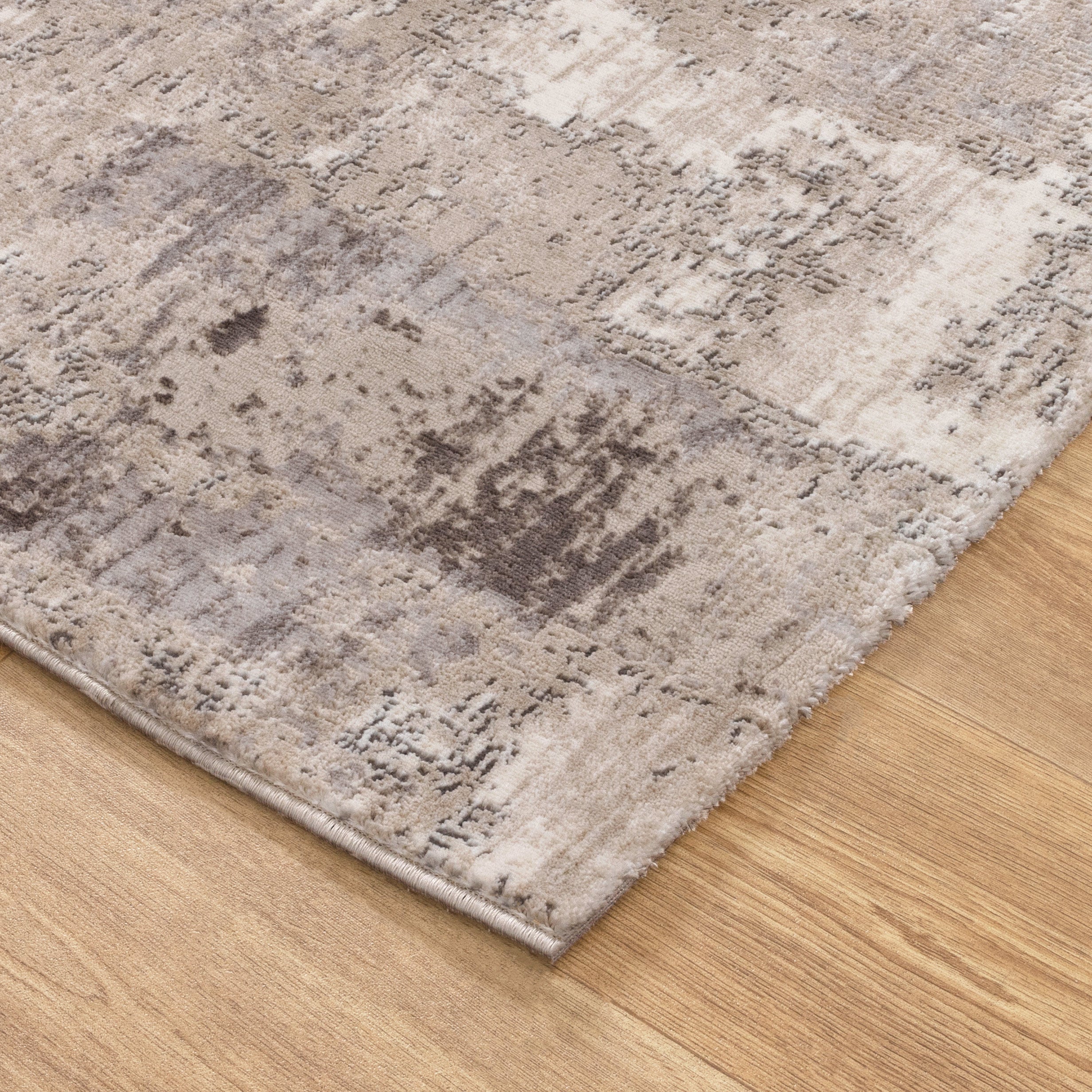 Atreo Distressed Abstract Beige Grey Rug