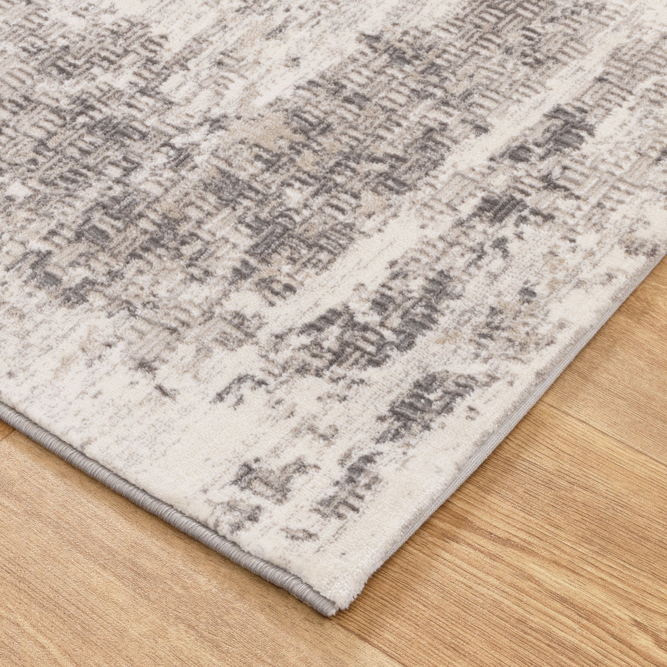Atreo Distressed Border Beige Grey Rug