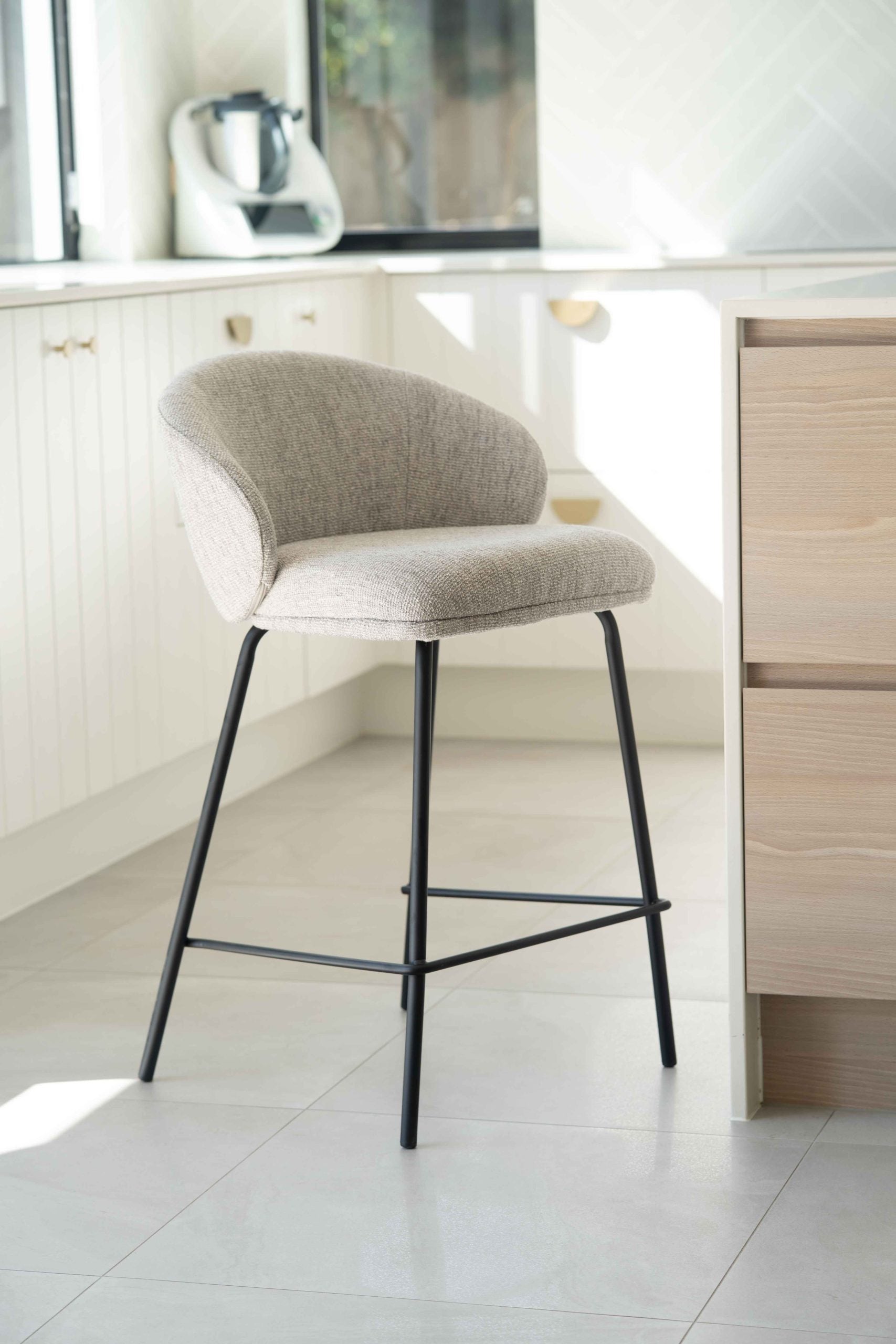 Anders Counter Stool - Pebble with Black Legs