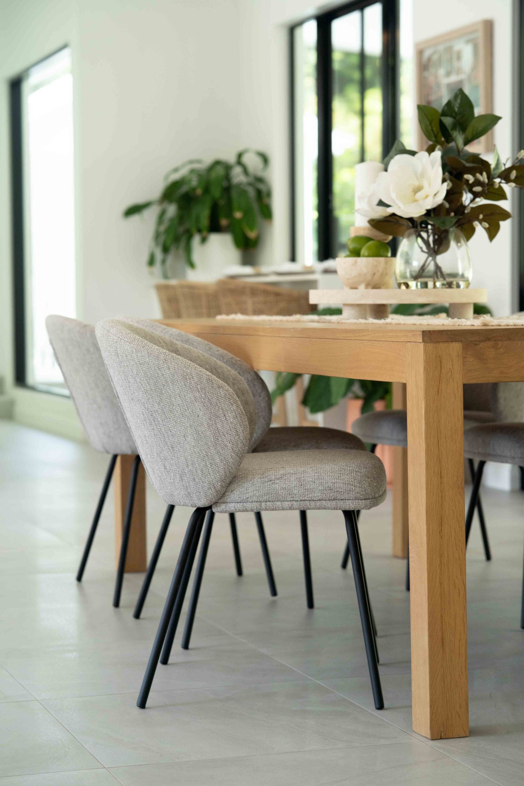 Anders Dining Chair - Pebble with Black Legs