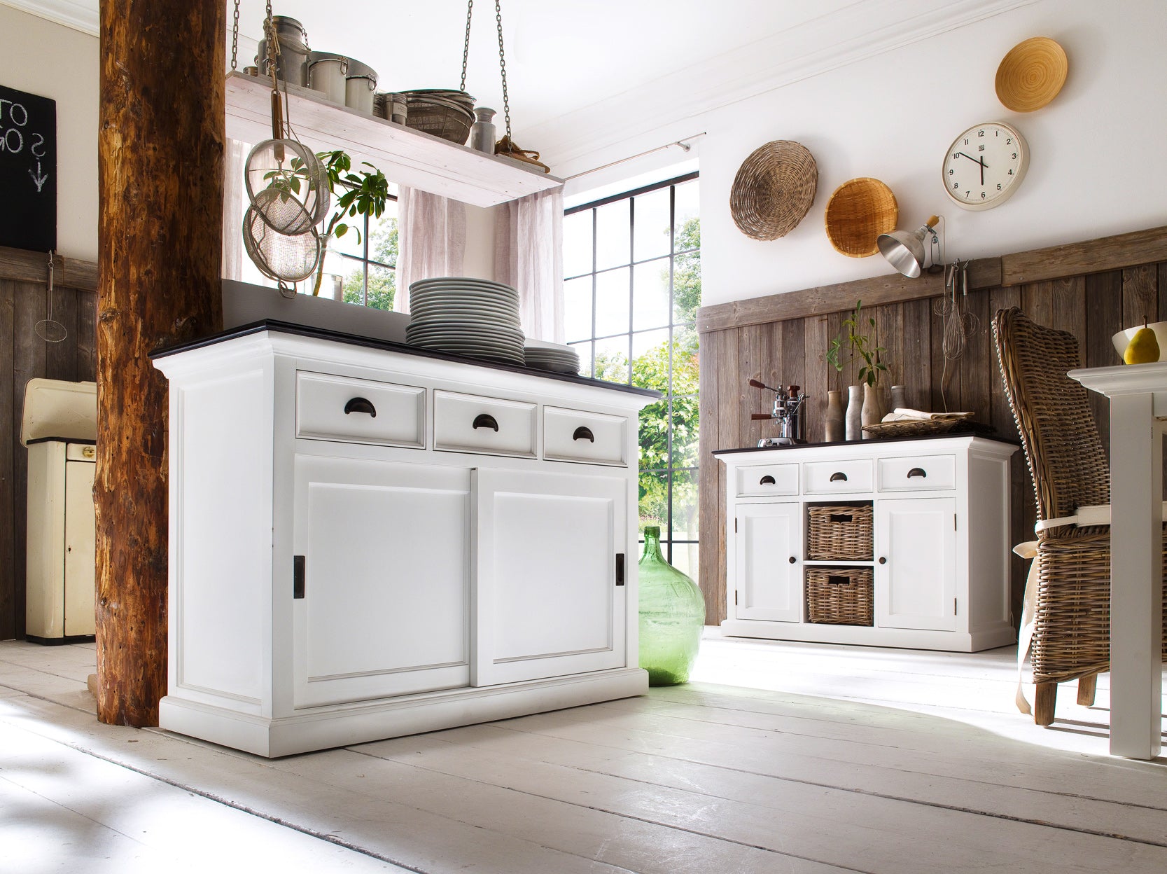 Halifax Contrast Coastal Buffet with Sliding Doors