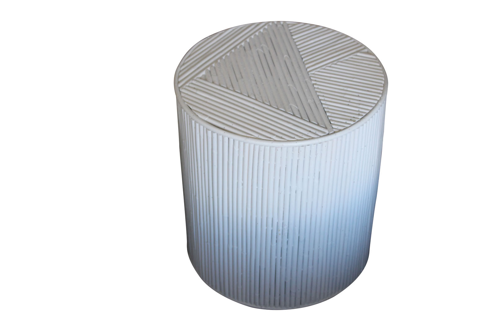 Badu Side Table Bamboo Inlay Rattan - White